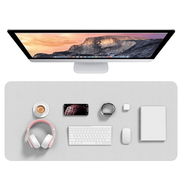 Desk Pad, 35.5" x 17" PU Leather Desk Mat, XXL Extended Mouse Pad Blotter Gray - Picture 1 of 6